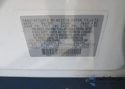 2022 Nissan Kicks Sv Xtronic Cvt z USA, uszkodzony, nr VIN 3N1CP5CVXNL524069